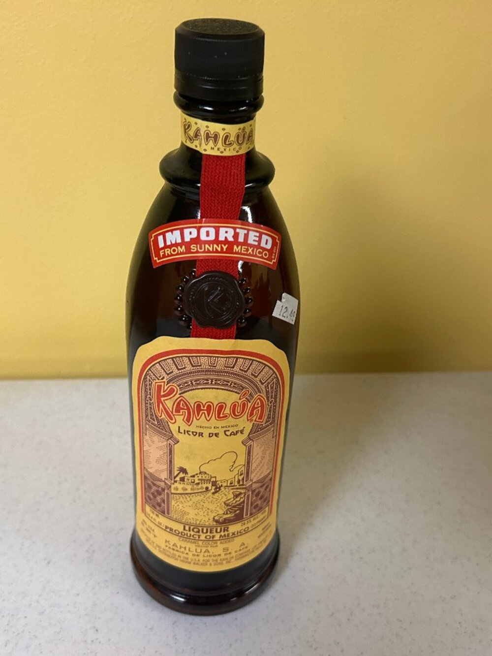 Collectible Empty Kahlua Bottle 375ml Brown Glass 9.25" Tall
